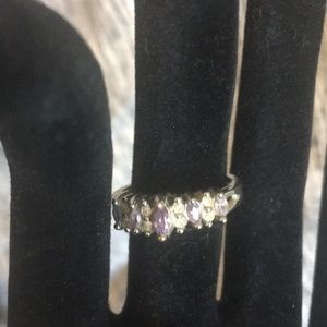 Amethyst white cz diamond ring A28